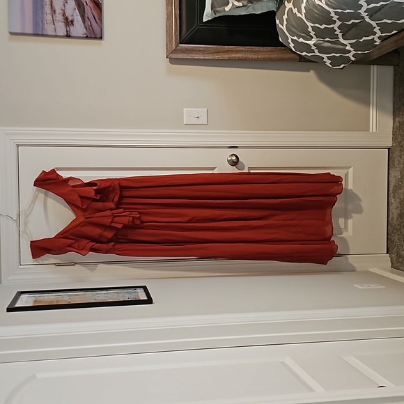 Shein Belle Plus, Orange Ruffle trim chiffon dress , size 18.  Never worn! - Picture 7 of 7